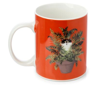 image of Kim Haskins Cat in plant pot mug - Orange